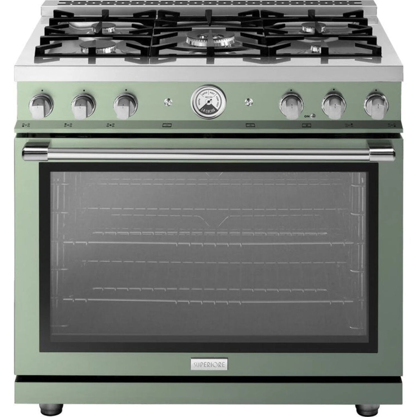 Superiore Deco 36-Inch Gas Freestanding Range in Black Matte with Chrome Trim - RD361GCN_C_