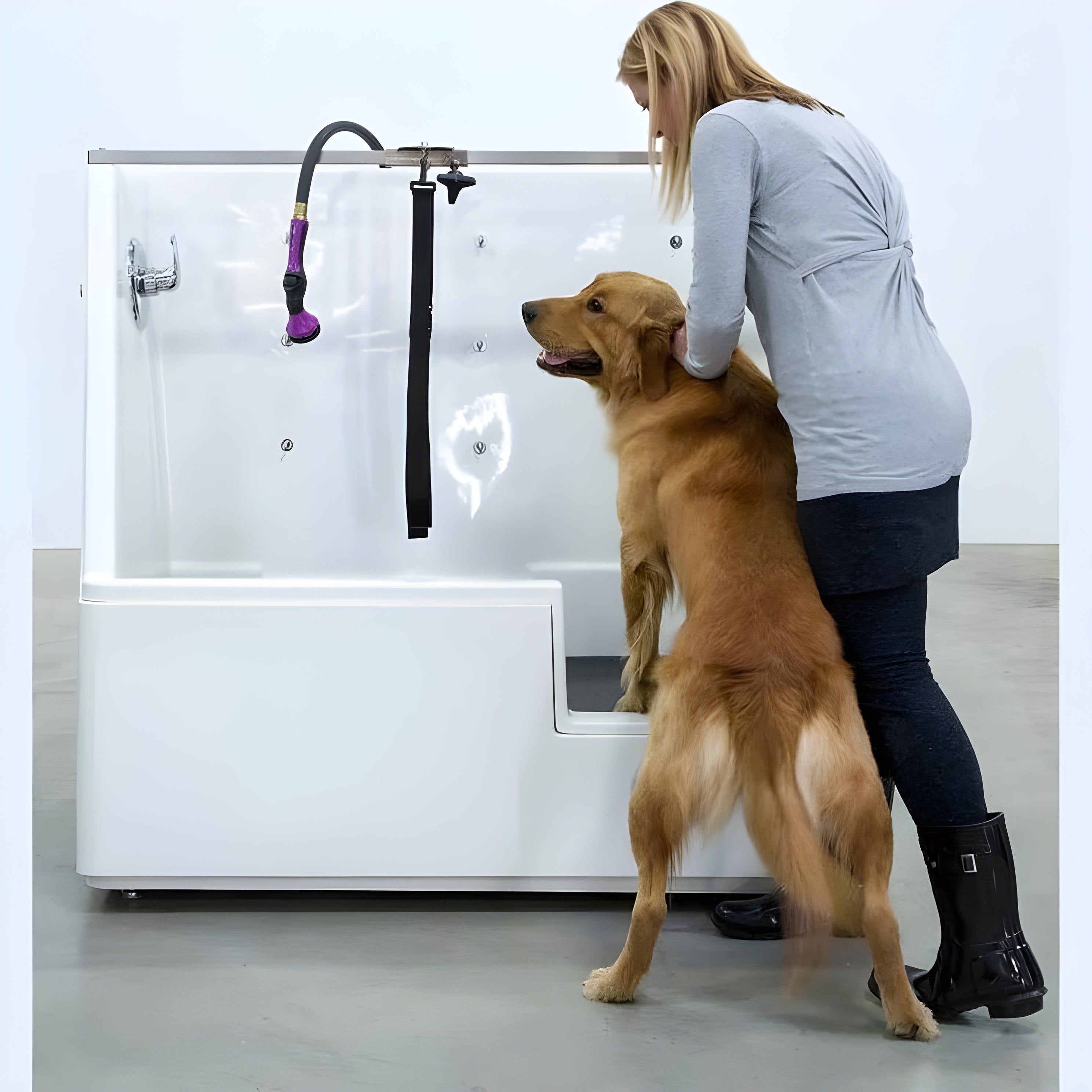 Ultra Lift 3 Side Splash 48" Pet Wash - Elevating Professional Electric Dog Grooming Tub - 10010302-W-L