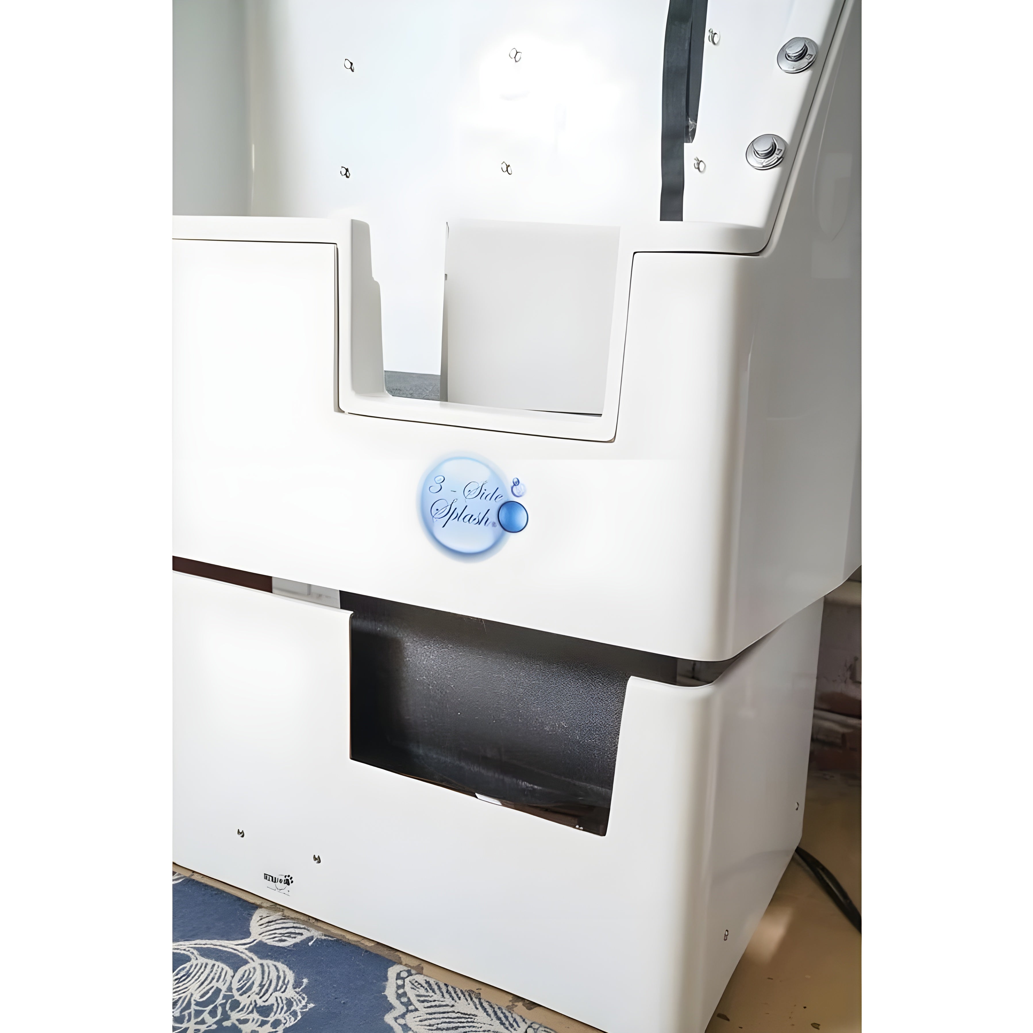 Ultra Lift 3 Side Splash 48" Pet Wash - Elevating Professional Electric Dog Grooming Tub - 10010302-W-L