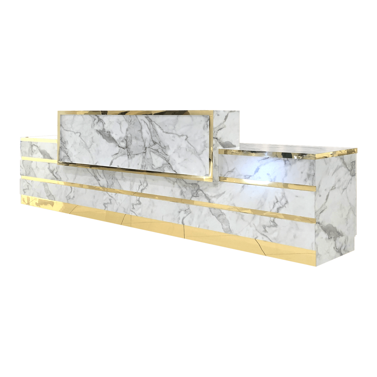 Whale Spa - Gold and Marble Reception Desk Straight