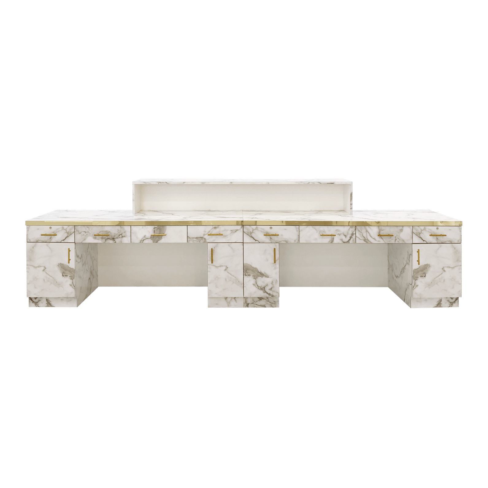 Whale Spa - Gold and Marble Reception Desk Straight