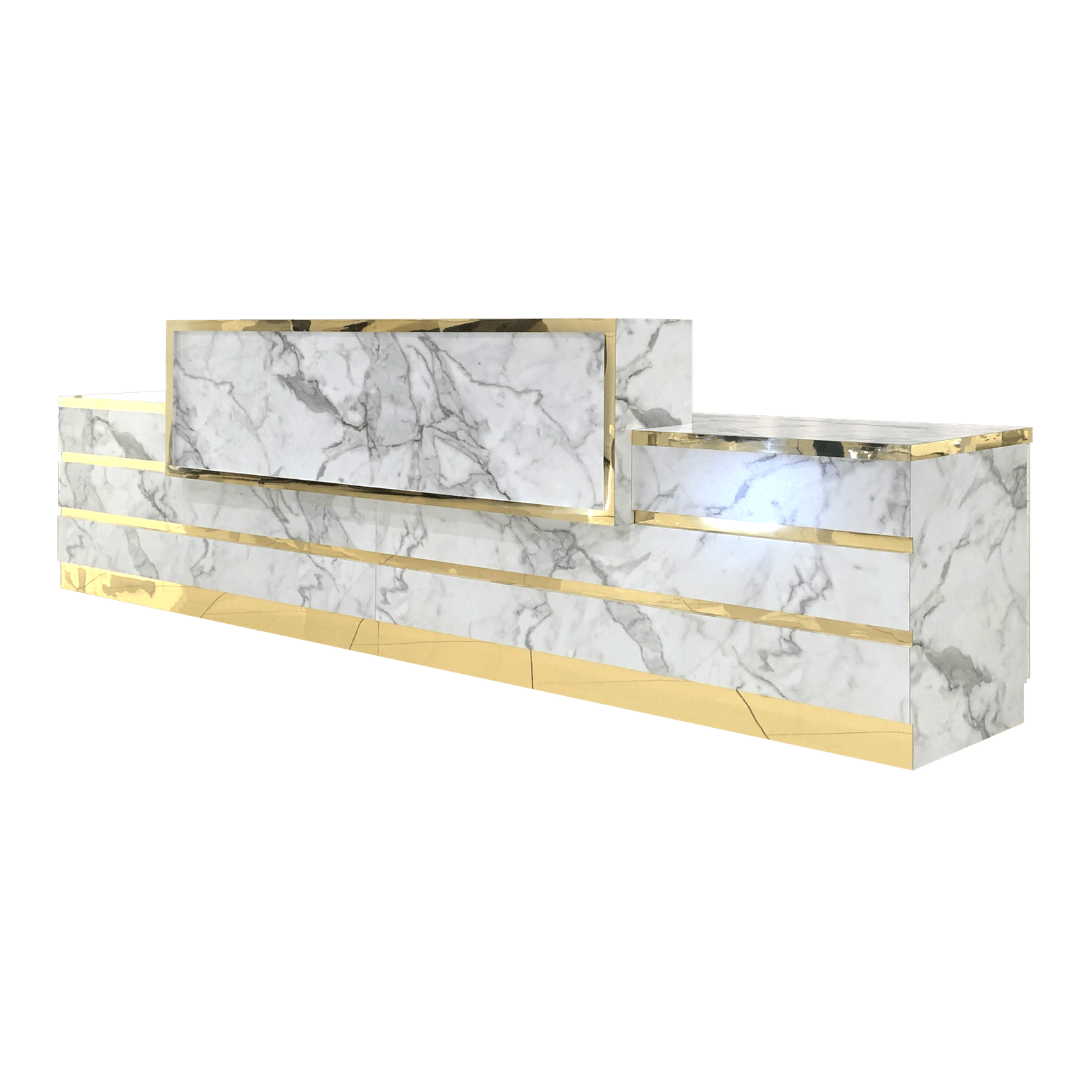 Whale Spa - Gold and Marble Reception Desk Straight