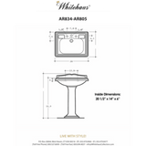 Whitehaus Traditional China Pedestal Sink with an Integrated Oval Bowl - AR834-AR805
