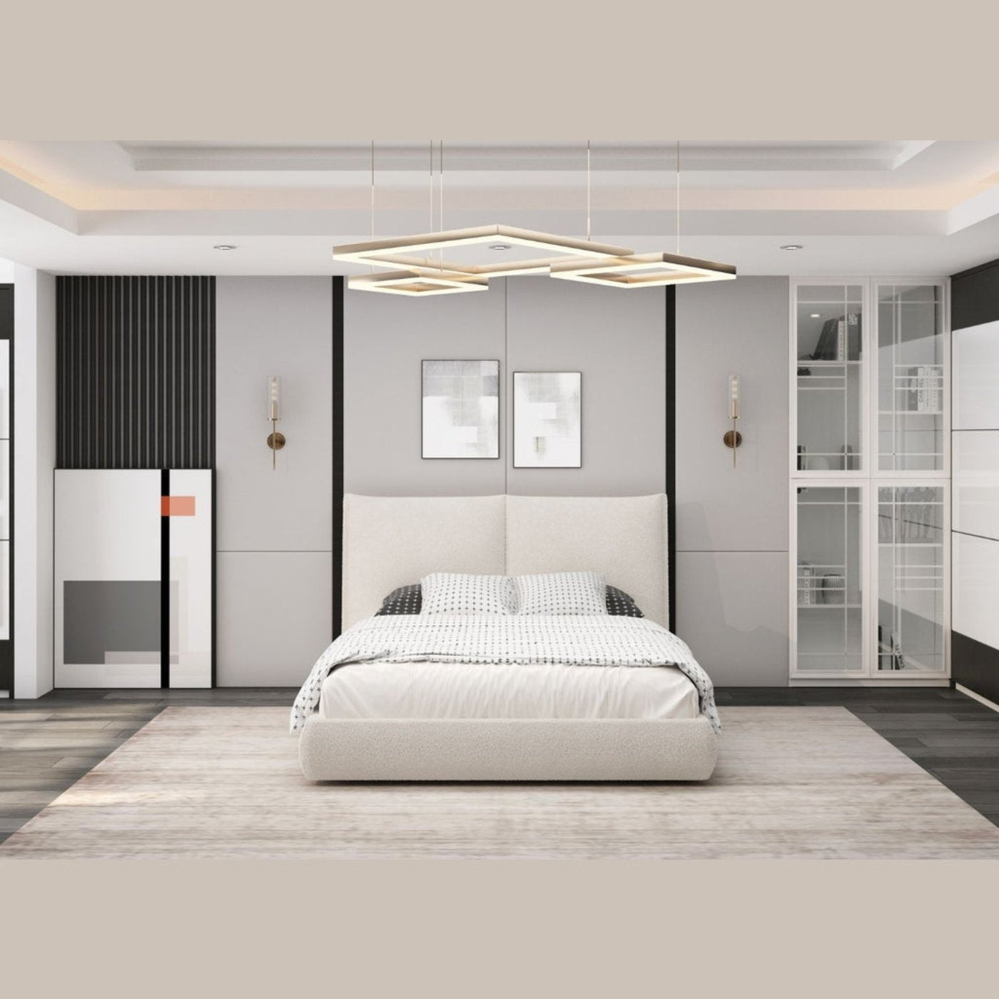 Whiteline Modern Living Eric Queen Bed in Beige Color - BQ2011F
