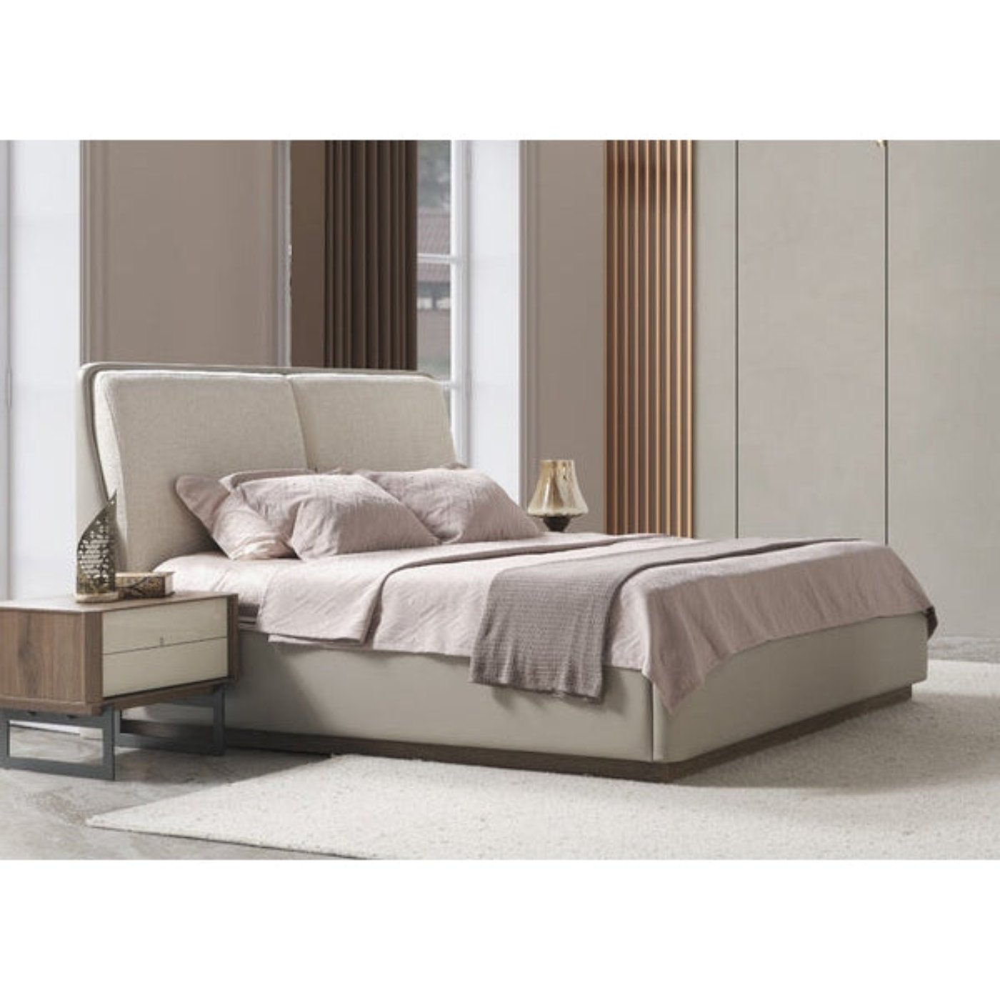 Whiteline Modern Living Romina Queen Bed in Light Grey Color - BQ2020P