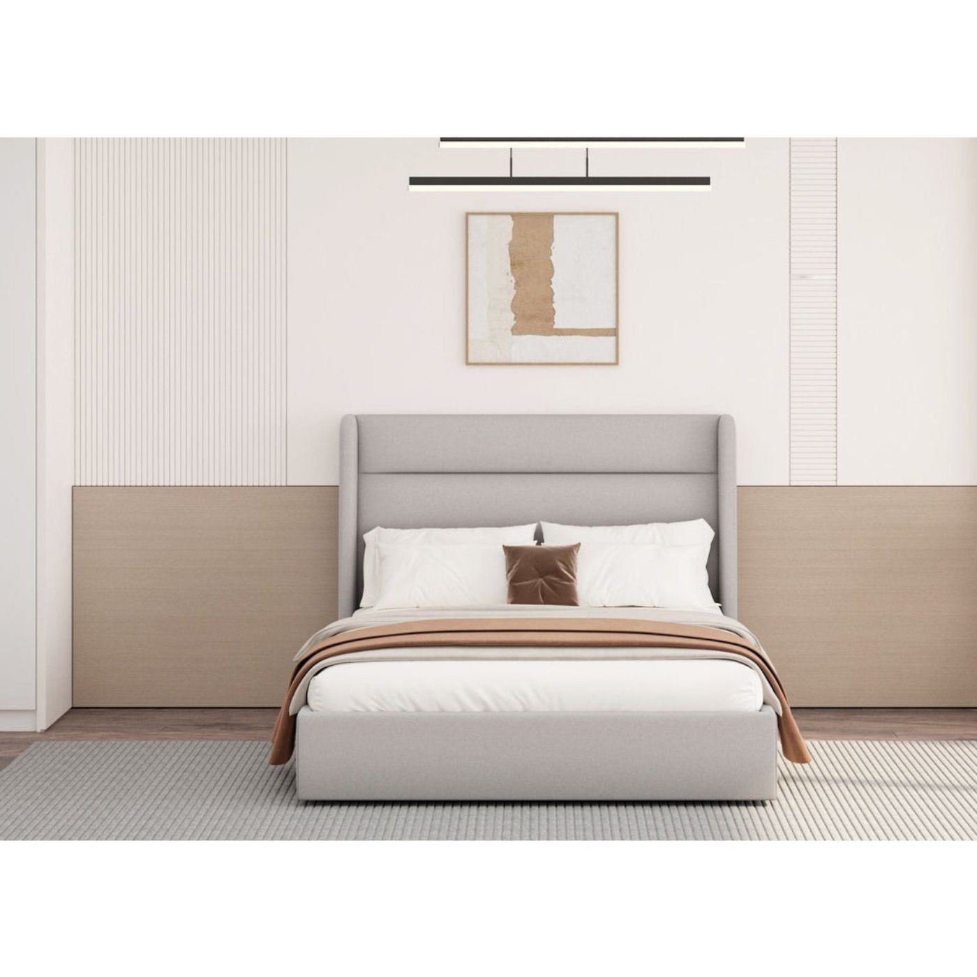 Whiteline Modern Living Tokyo Queen Bed in Light Grey Color - BQ1926F