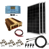 WindyNation Complete 300 Watt Solar Panel Kit with 1500W VertaMax Power Inverter for 12 Volt Battery Systems New - SOK-300WPI-15