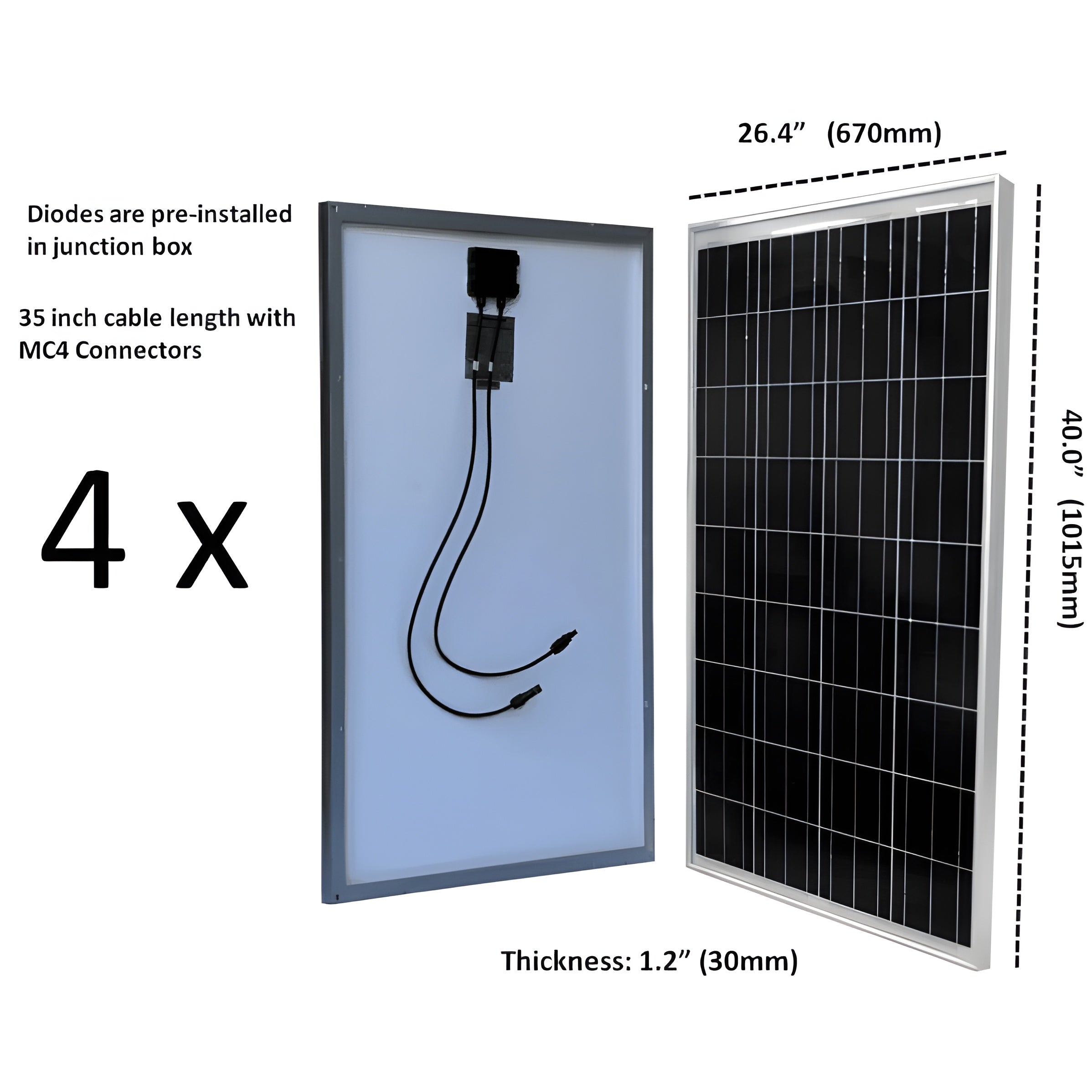 WindyNation Complete 400 Watt Solar Panel Kit with VertaMax Power Inverter for 12 Volt Battery Systems New - SOK-400WPI-15