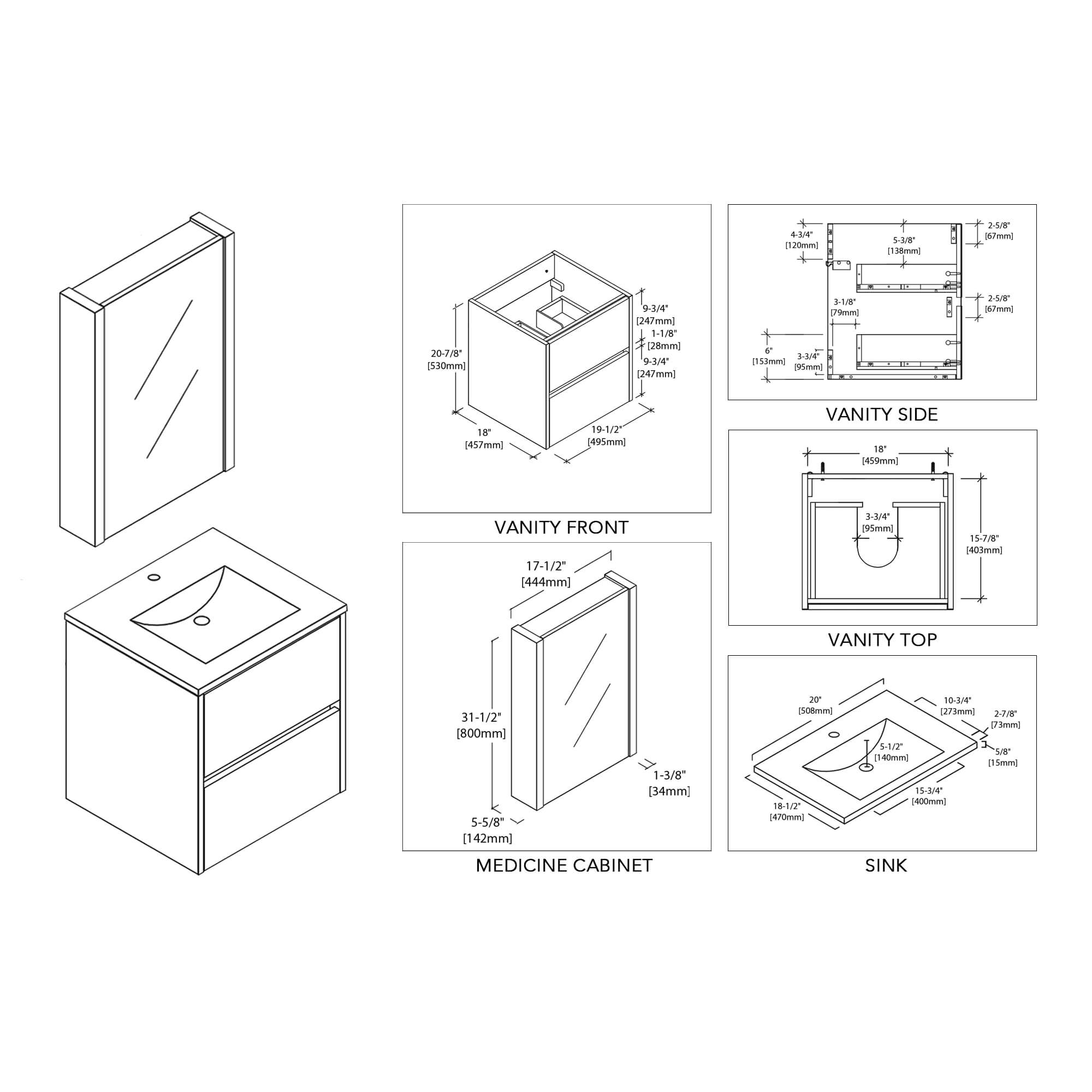 Blossom Valencia 20 Inch Bathroom Vanity - V8016 20 01 - Backyard Provider