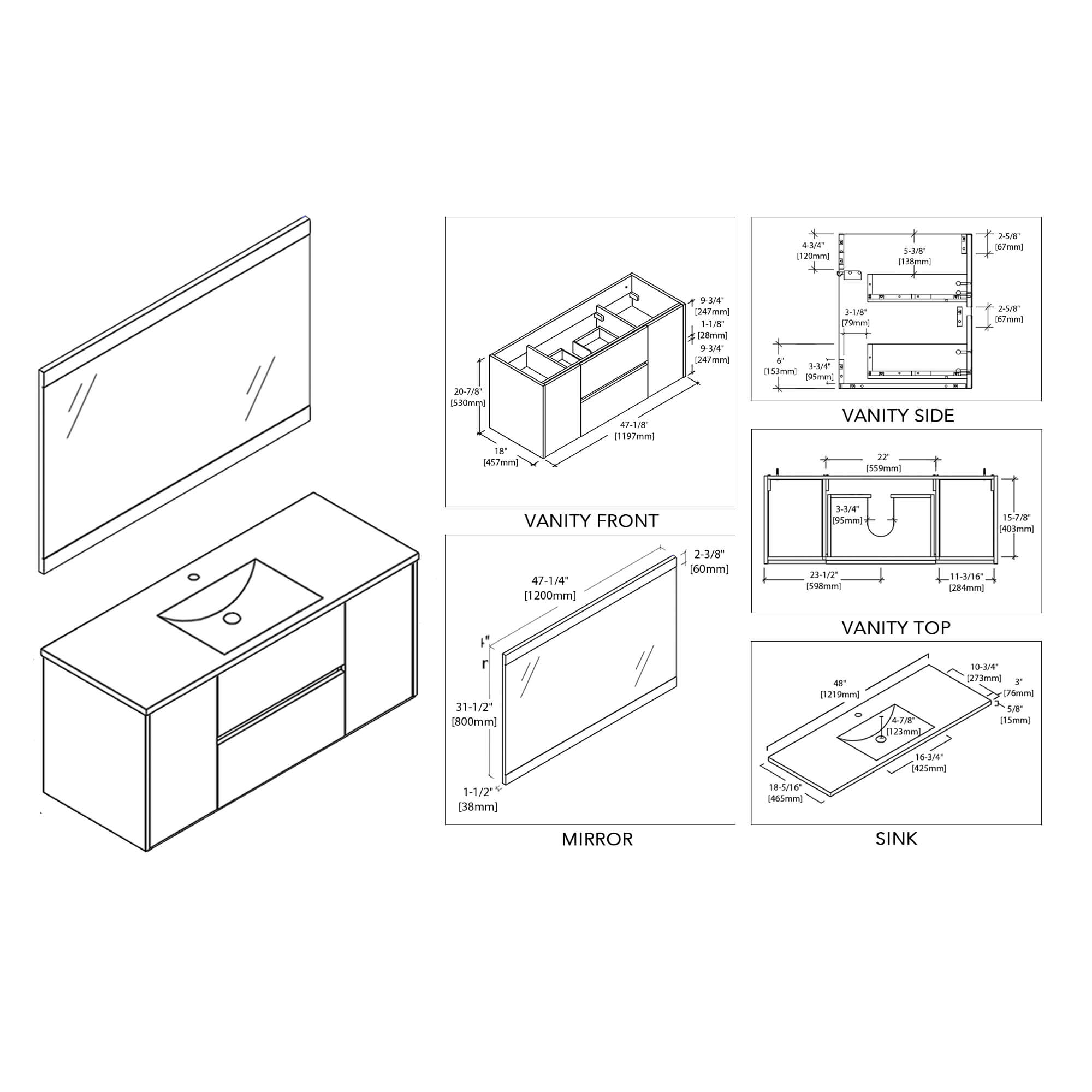 Blossom Valencia 48 Inch Bathroom Single Vanity - V8016 48 01S - Backyard Provider