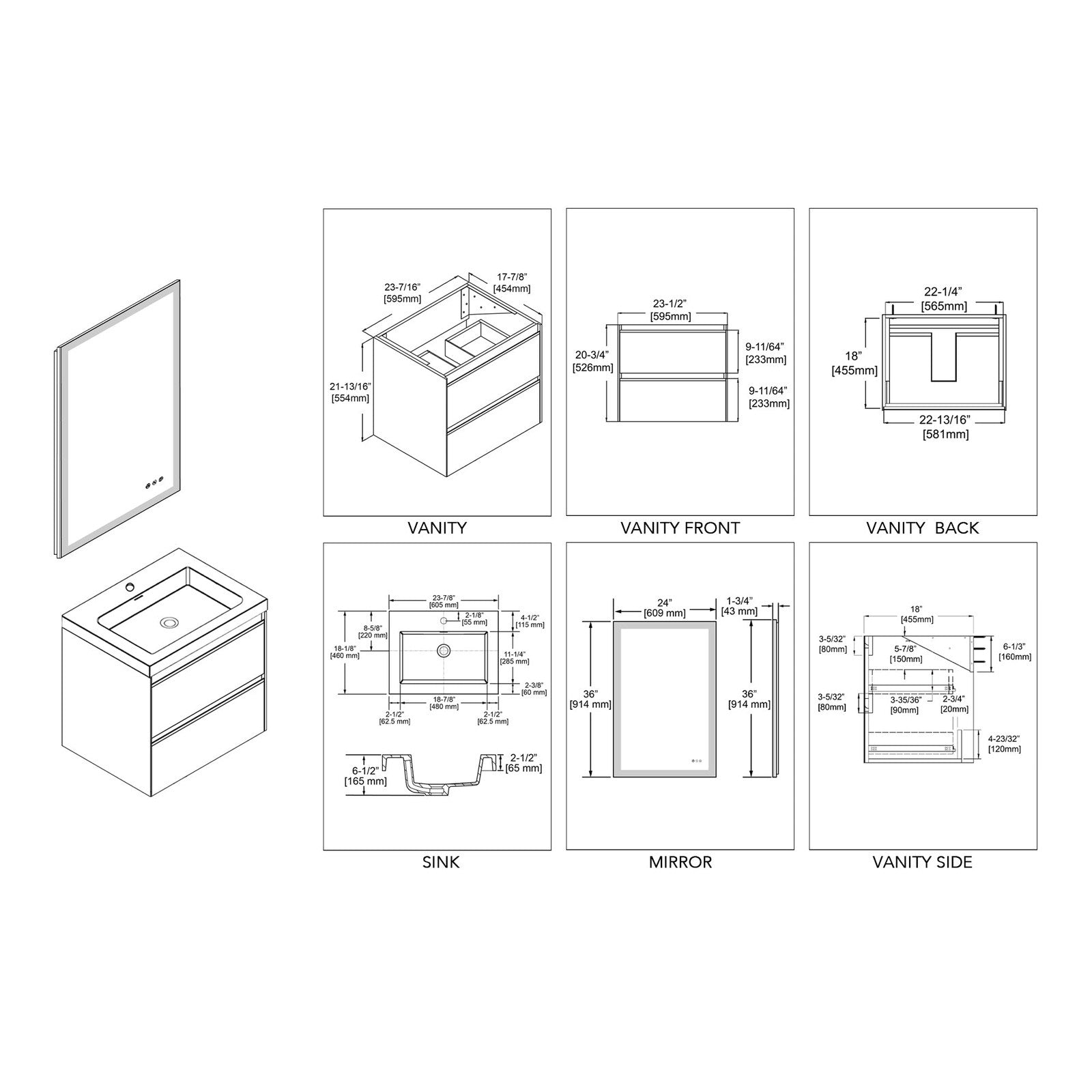 Blossom Berlin – 24 Inch Vanity – Glossy White & Glossy Grey - V8019 24 01 - Backyard Provider