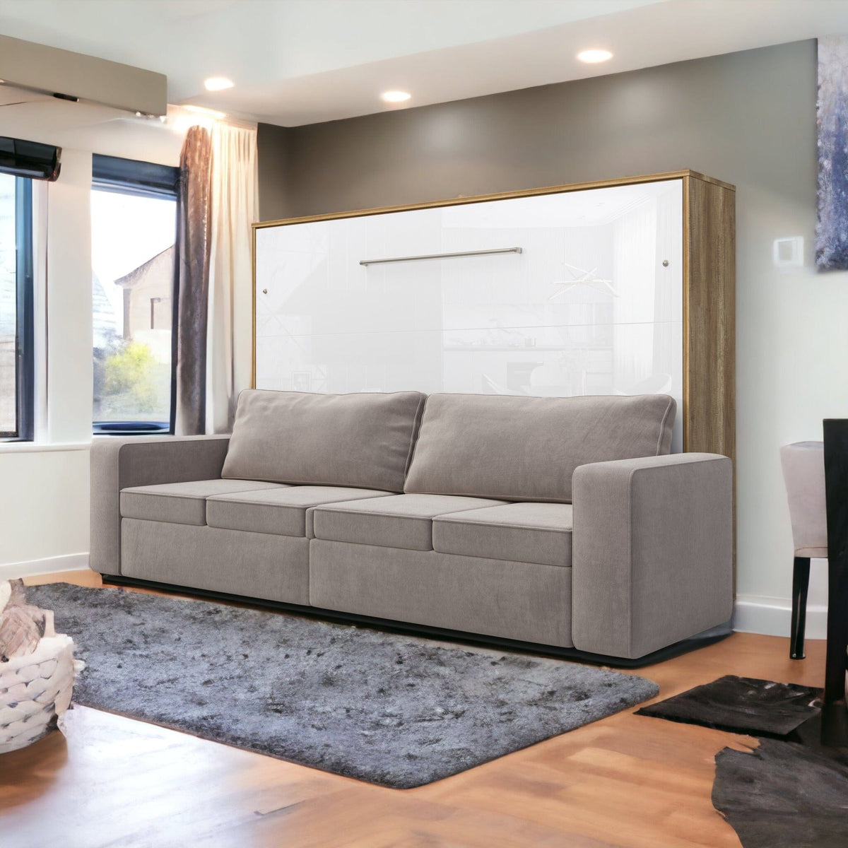 Maxima House Horizontal Murphy bed INVENTO with a Sofa, European Queen - IN015OW-B - Backyard Provider