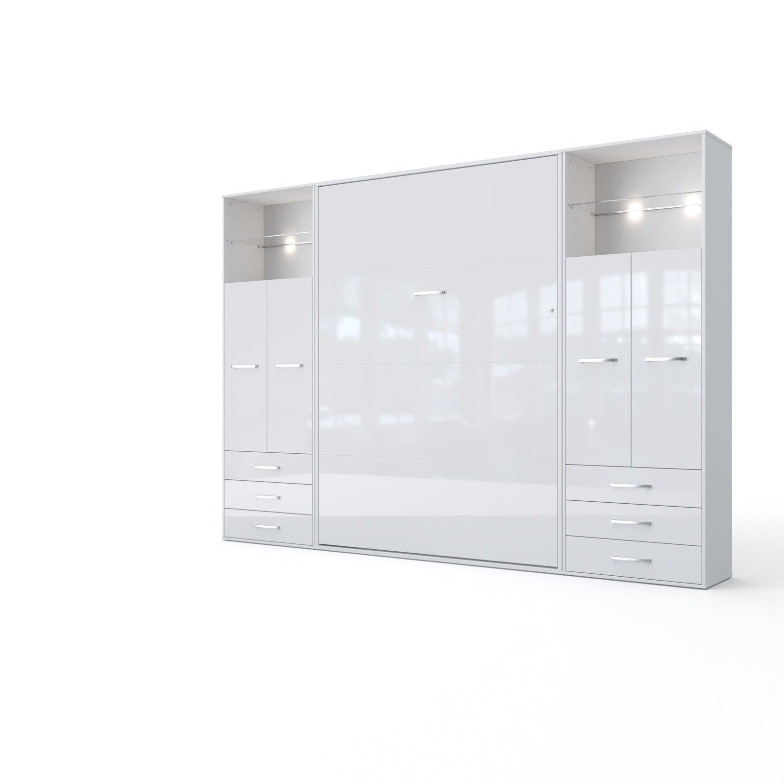Maxima House Invento Vertical Wall Bed, European Full Size with 2 cabinets - IN120V-10W - Backyard Provider