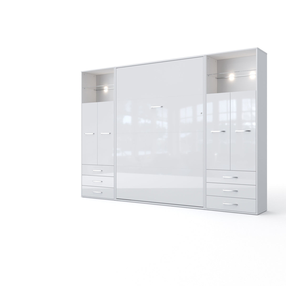 Maxima House Invento Vertical Wall Bed, European Full Size with 2 cabinets - IN120V-10W - Backyard Provider