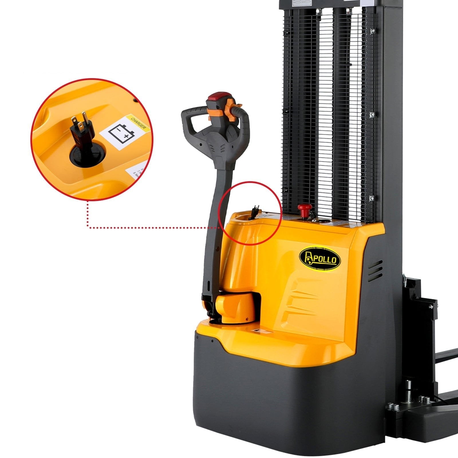 Apollolift Powered Forklift Full Electric Walkie Stacker 3300lbs Cap. Straddle Legs. 98" lifting A-3022 - Backyard Provider