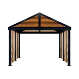 Sojag Gazebo Boda Wood Finish Metal Rectangle Sun Shelter with Steel Roof exterior: 11.91-ft X 11.91-ft