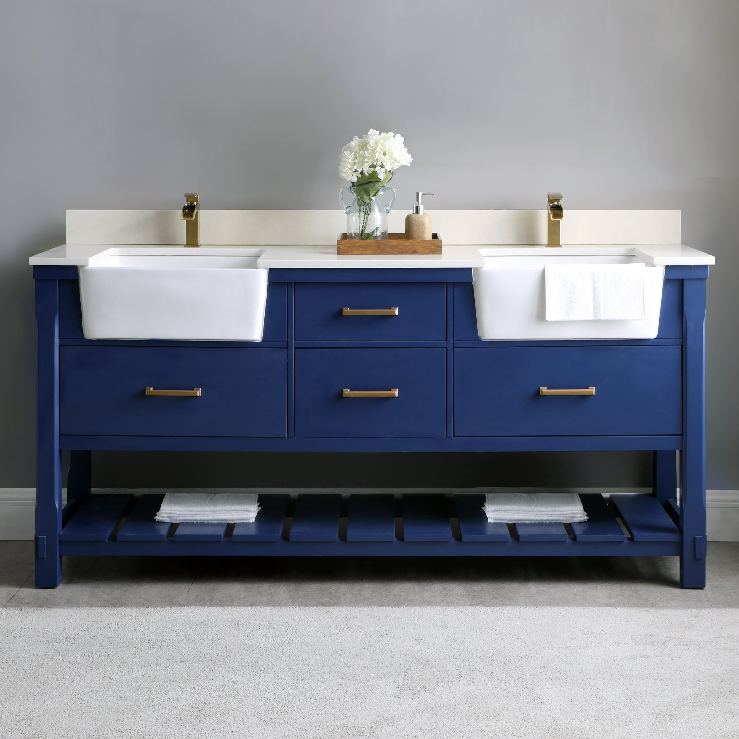Georgia 72" Double Bathroom Vanity Set with White Farmhouse Basins - Backyard Provider