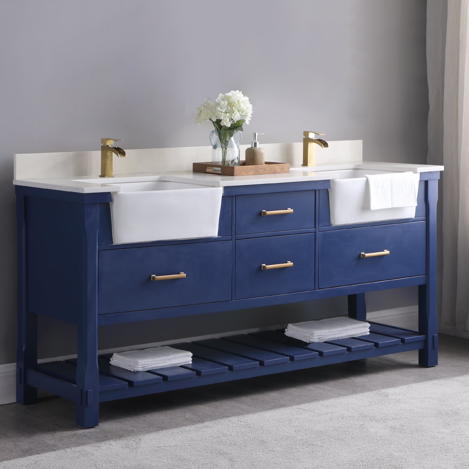 Georgia 72" Double Bathroom Vanity Set with White Farmhouse Basins - Backyard Provider