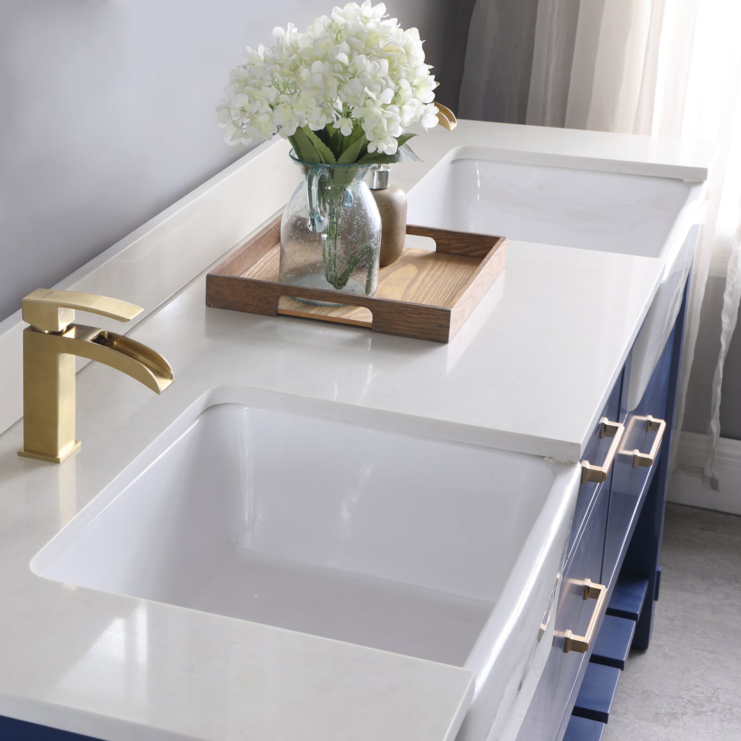 Georgia 72" Double Bathroom Vanity Set with White Farmhouse Basins - Backyard Provider