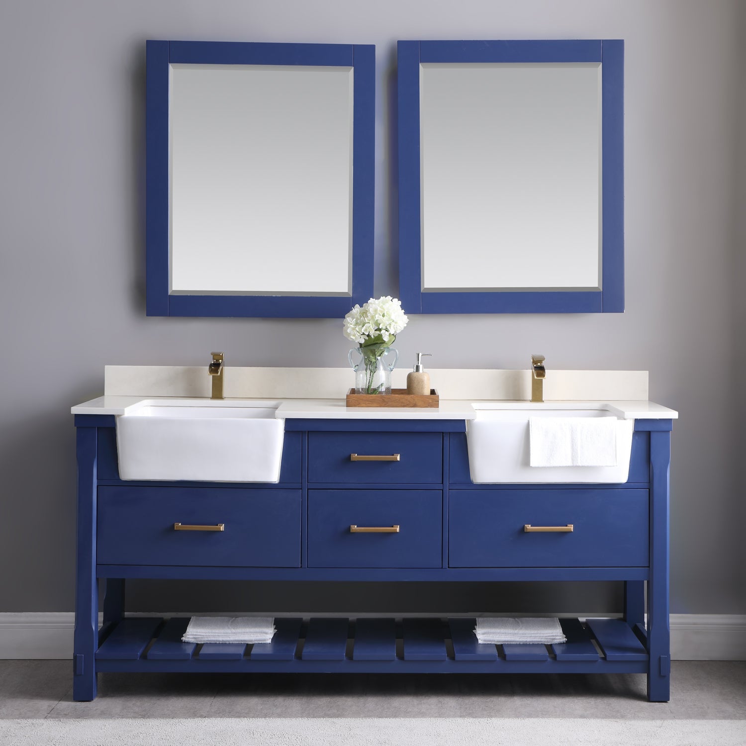 Georgia 72" Double Bathroom Vanity Set with White Farmhouse Basins - Backyard Provider