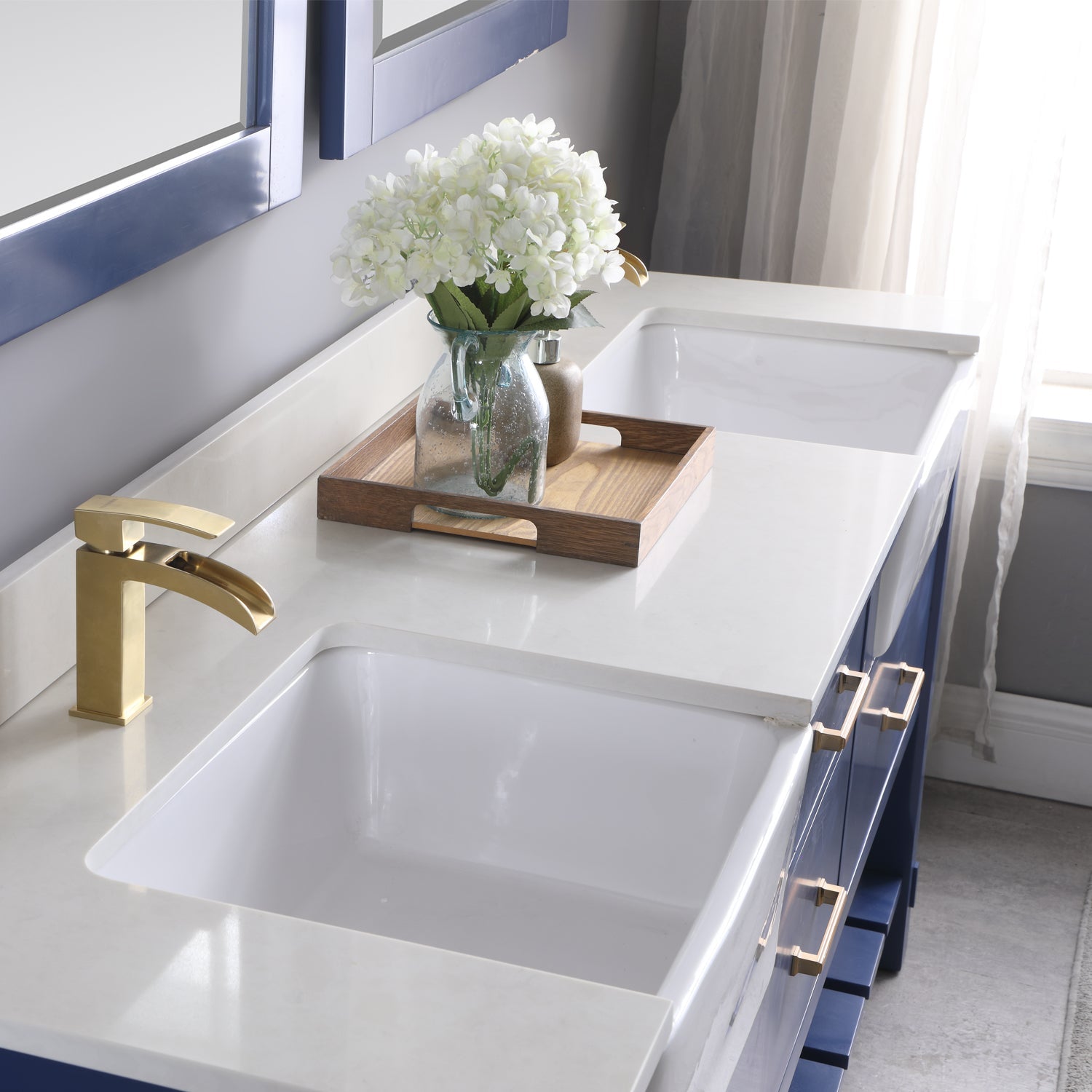 Georgia 72" Double Bathroom Vanity Set with White Farmhouse Basins - Backyard Provider