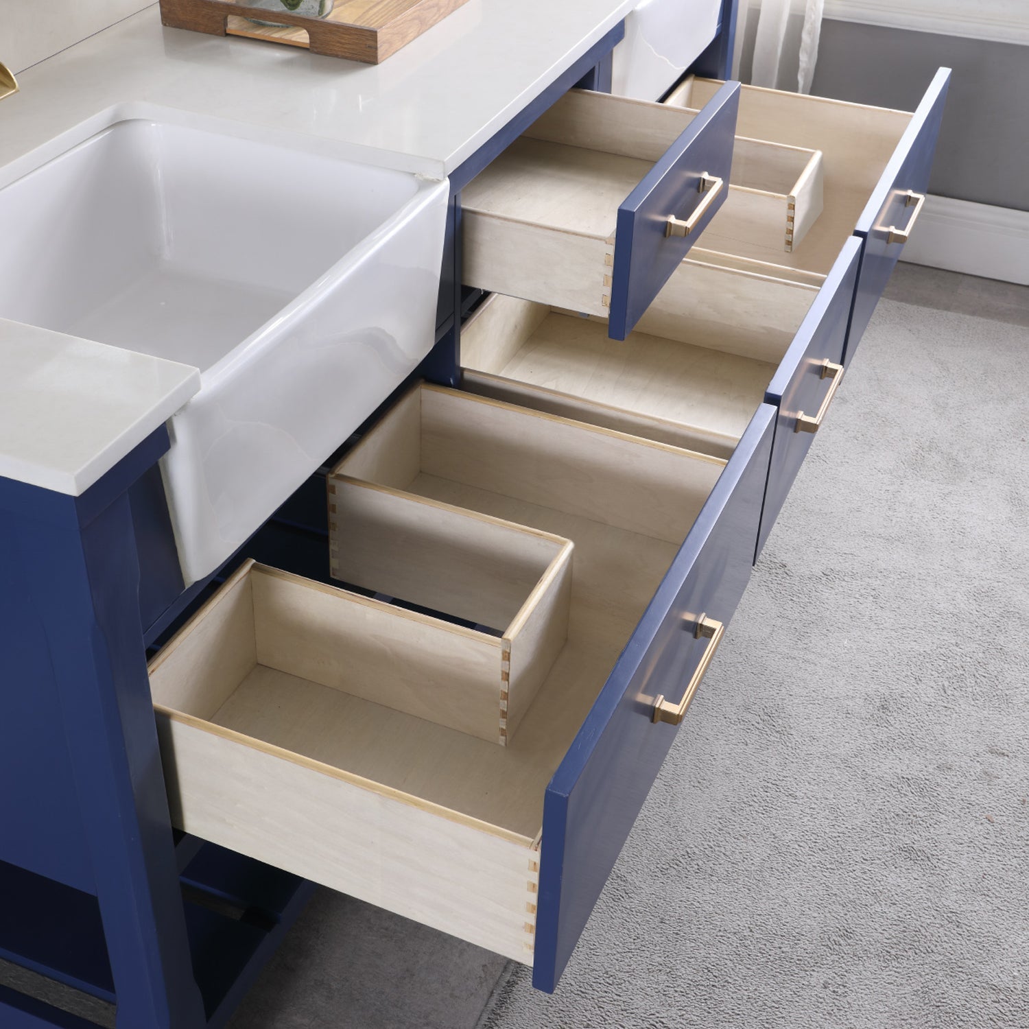 Georgia 72" Double Bathroom Vanity Set with White Farmhouse Basins - Backyard Provider