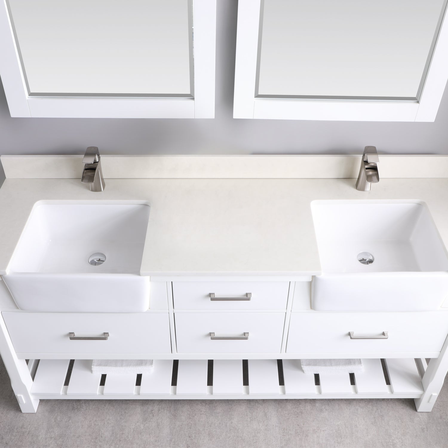 Georgia 72" Double Bathroom Vanity Set with White Farmhouse Basins - Backyard Provider
