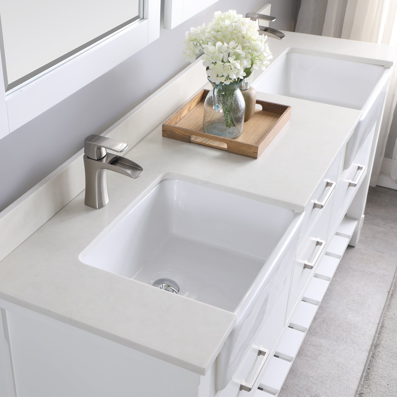 Georgia 72" Double Bathroom Vanity Set with White Farmhouse Basins - Backyard Provider