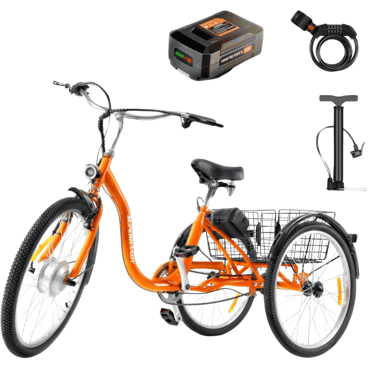 Super Handy GUT162 EcoRide Electric Tricycle Bike 24" Wheel 250W 12.5 Mile Range 9.3 MPH New