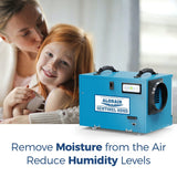 AlorAir Commercial Dehumidifier 113 Pint, with Drain Hose for Crawl Spaces, Basements, Industry Water Damage Unit, Compact, Portable, Auto Defrost, Memory Starting, 5 Years Warranty | Sentinel HD55 Blue