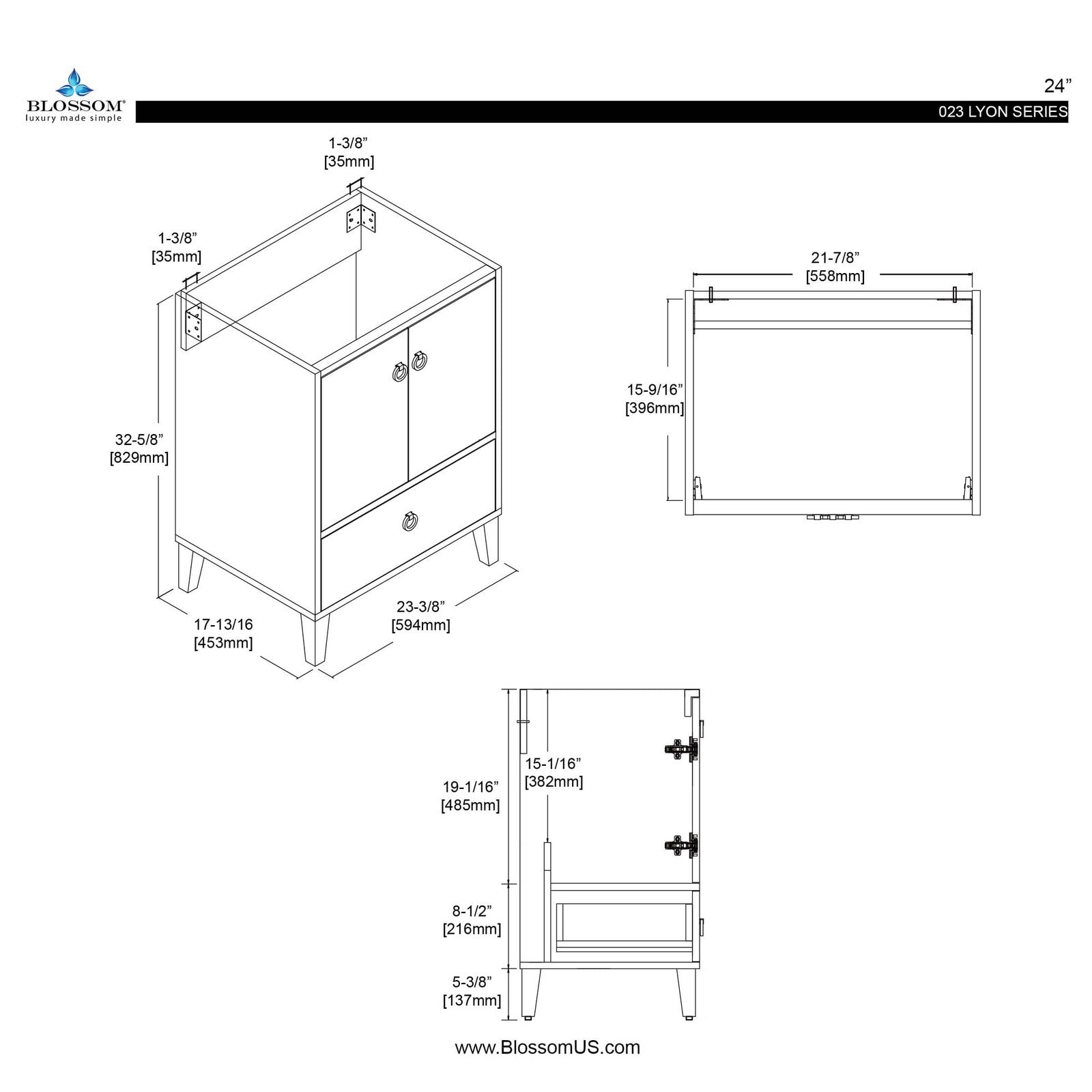 Blossom Lyon 24 Inch Vanity - V8023 24 01 - Backyard Provider