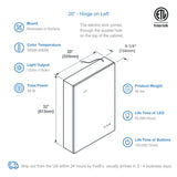 Blossom Sirius – 20 Inches LED Medicine Cabinet with Clock - MCL3 2032L - Backyard Provider