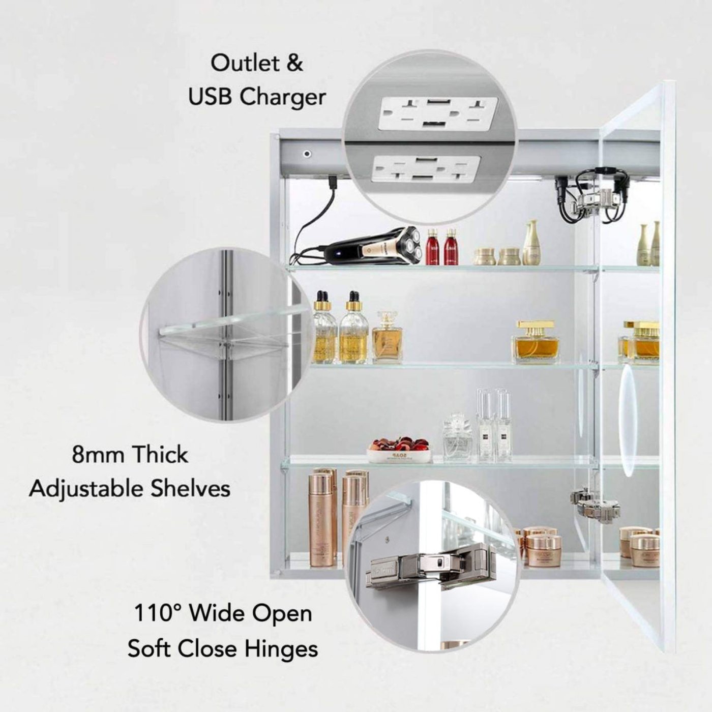 Blossom Sirius – 20 Inches LED Medicine Cabinet with Clock - MCL3 2032L - Backyard Provider