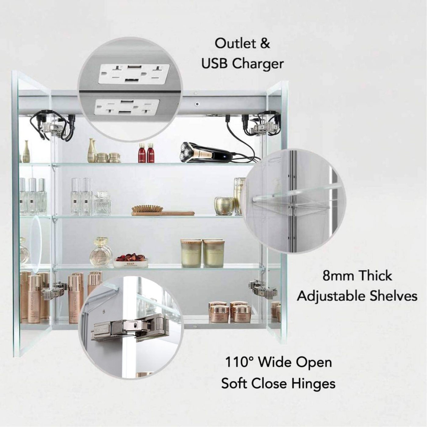 Blossom Sirius – 30 Inches LED Medicine Cabinet with Clock - MCL3 3032 - Backyard Provider