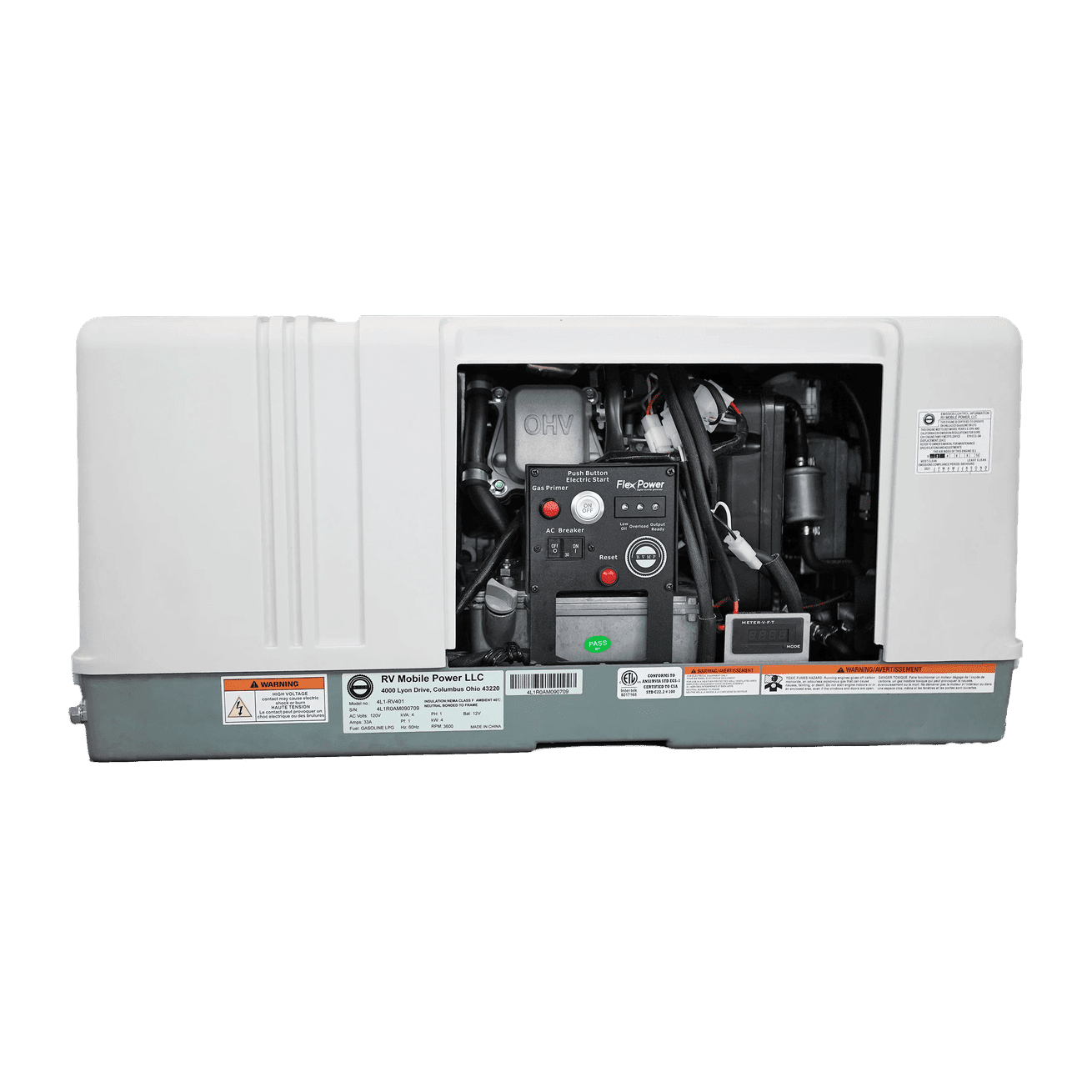 RVMP Flex Power 4000i Dual Fuel Mobile Generator 4.0kW Single Phase 120V 224cc OHV Air Cooled Gas or Propane New