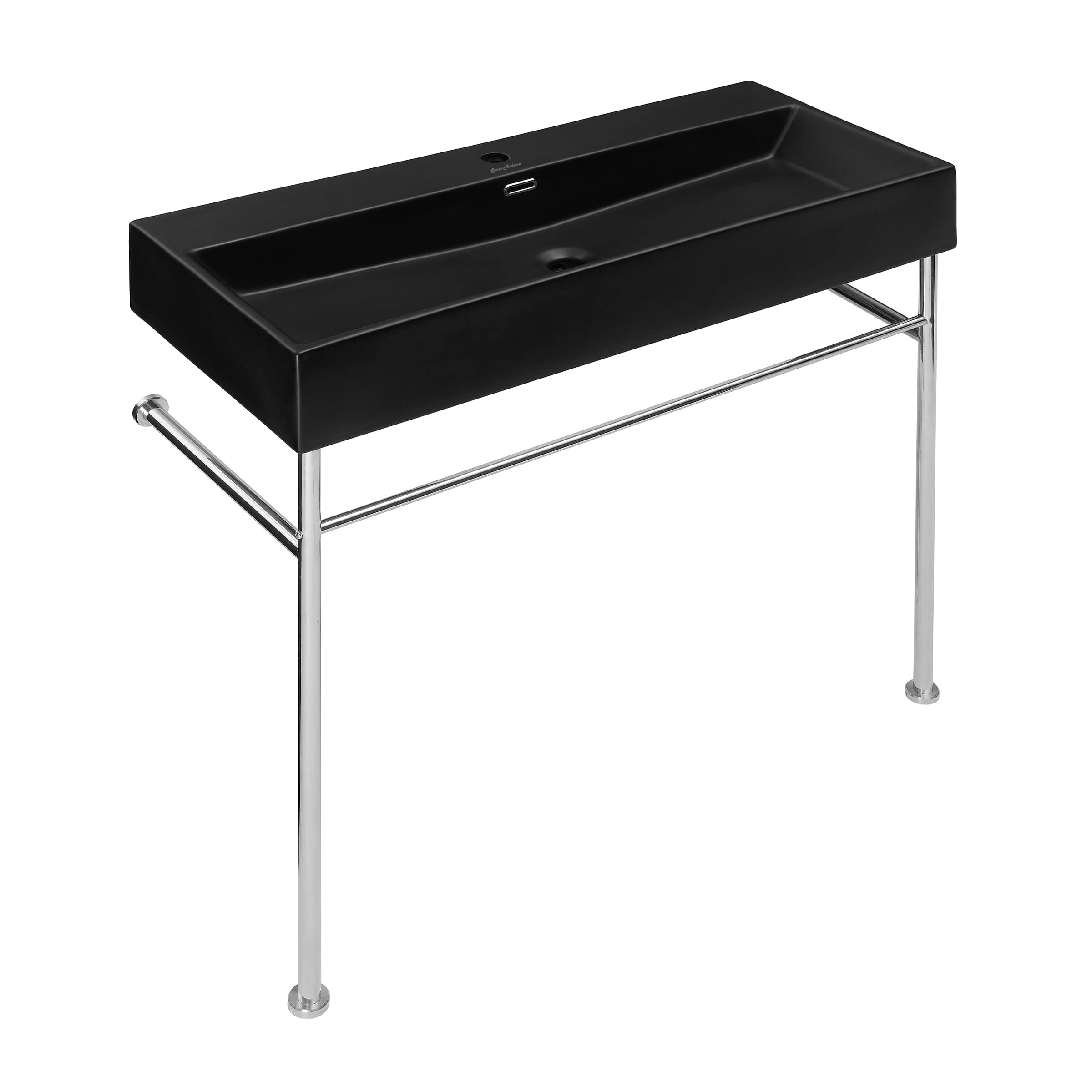 Swiss Madison Claire 40" Console Sink Matte Black Basin Chrome Legs - SM-CS764 - Backyard Provider