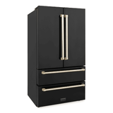 ZLINE 36 In. Autograph 22.5 cu. ft. Refrigerator with Ice Maker in Fingerprint Resistant Black Stainless Steel and Gold Accents, RFMZ-36-BS-G